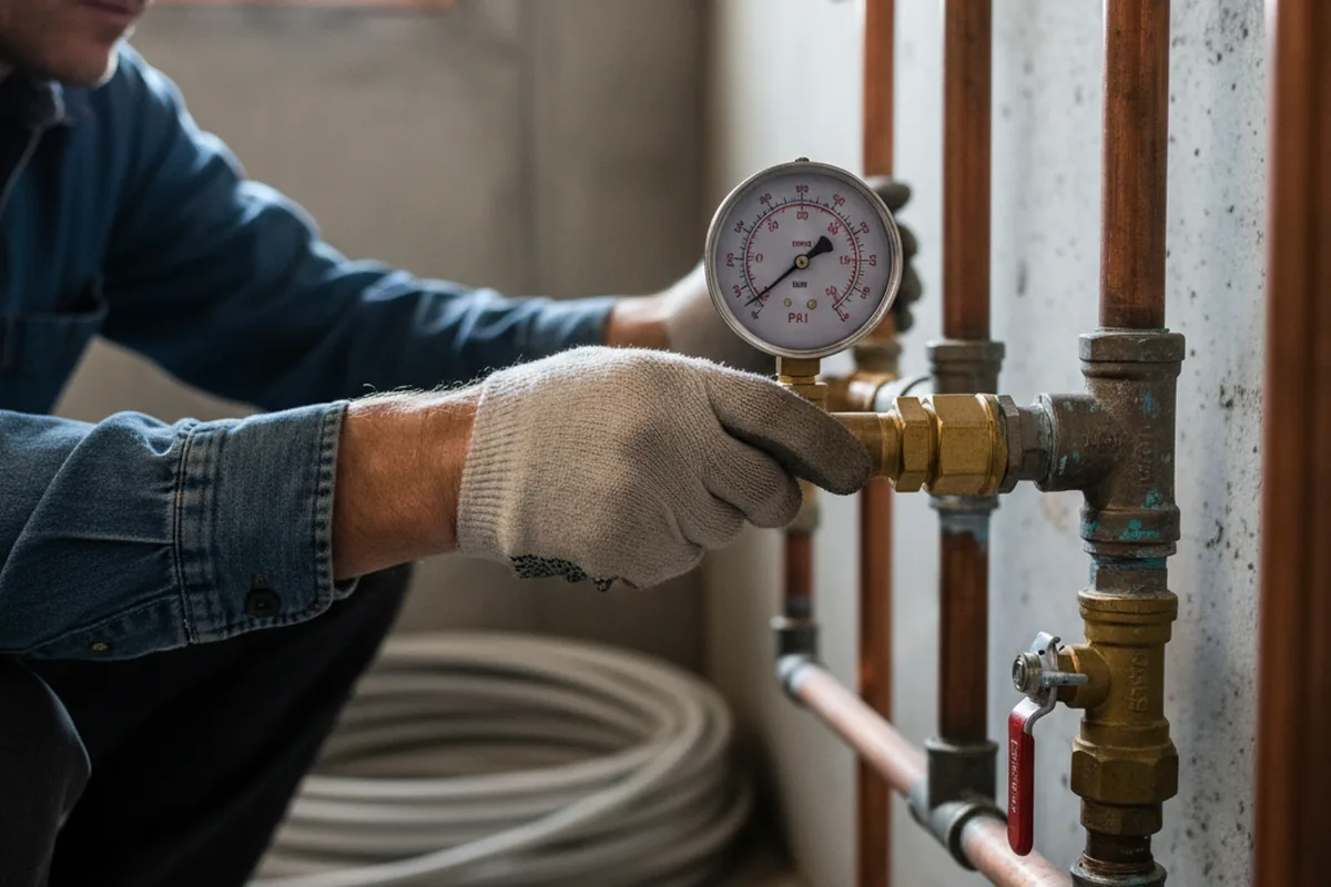 Pressure testing a repaired line during Water Line Repair in Princeville